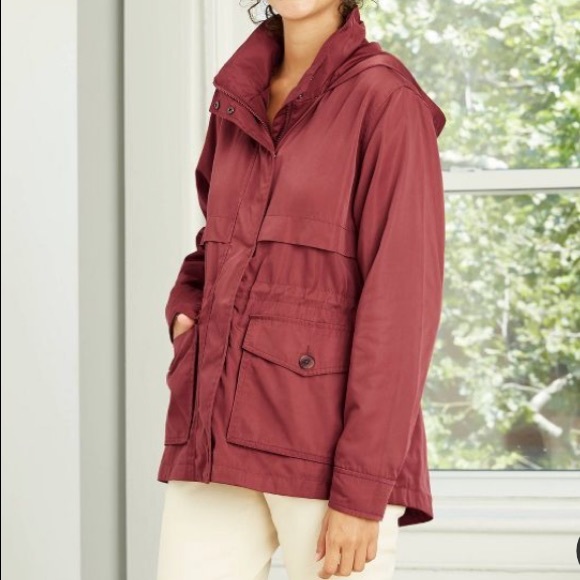 Jackets & Blazers - New! Utility Rain Jacket With Hide Away Hood
